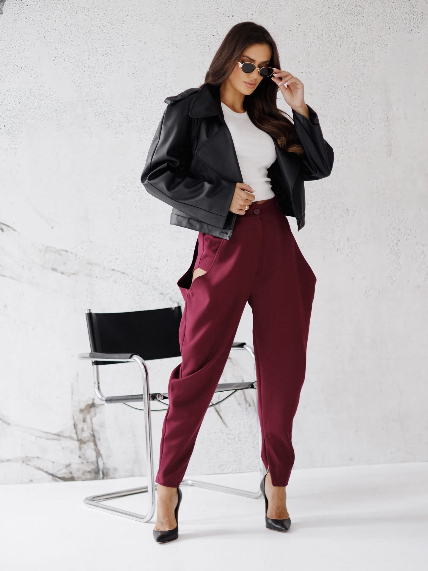 Kožený Kabát Black By O La La