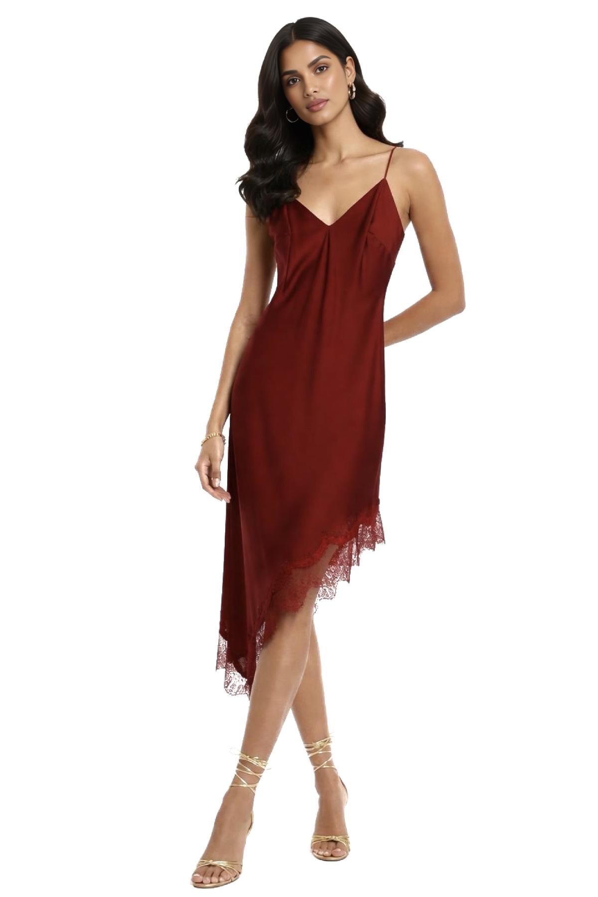 Šaty Dlhé S Čipkou Burgundy