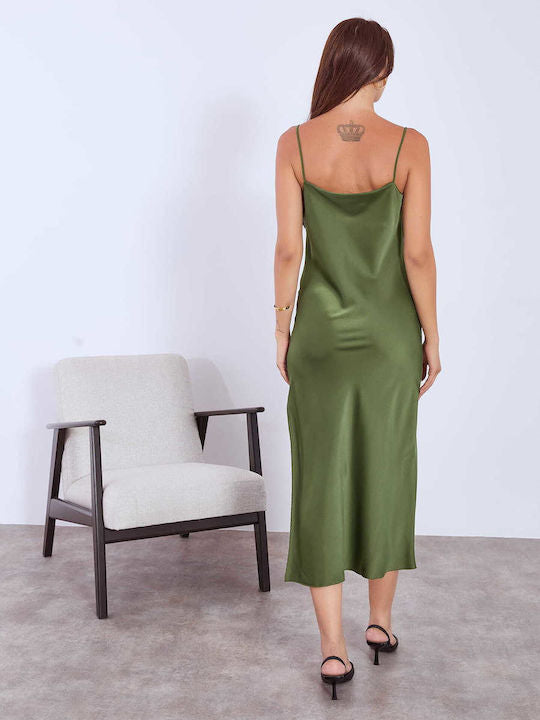 Šaty Dlhé Saténové Zelený