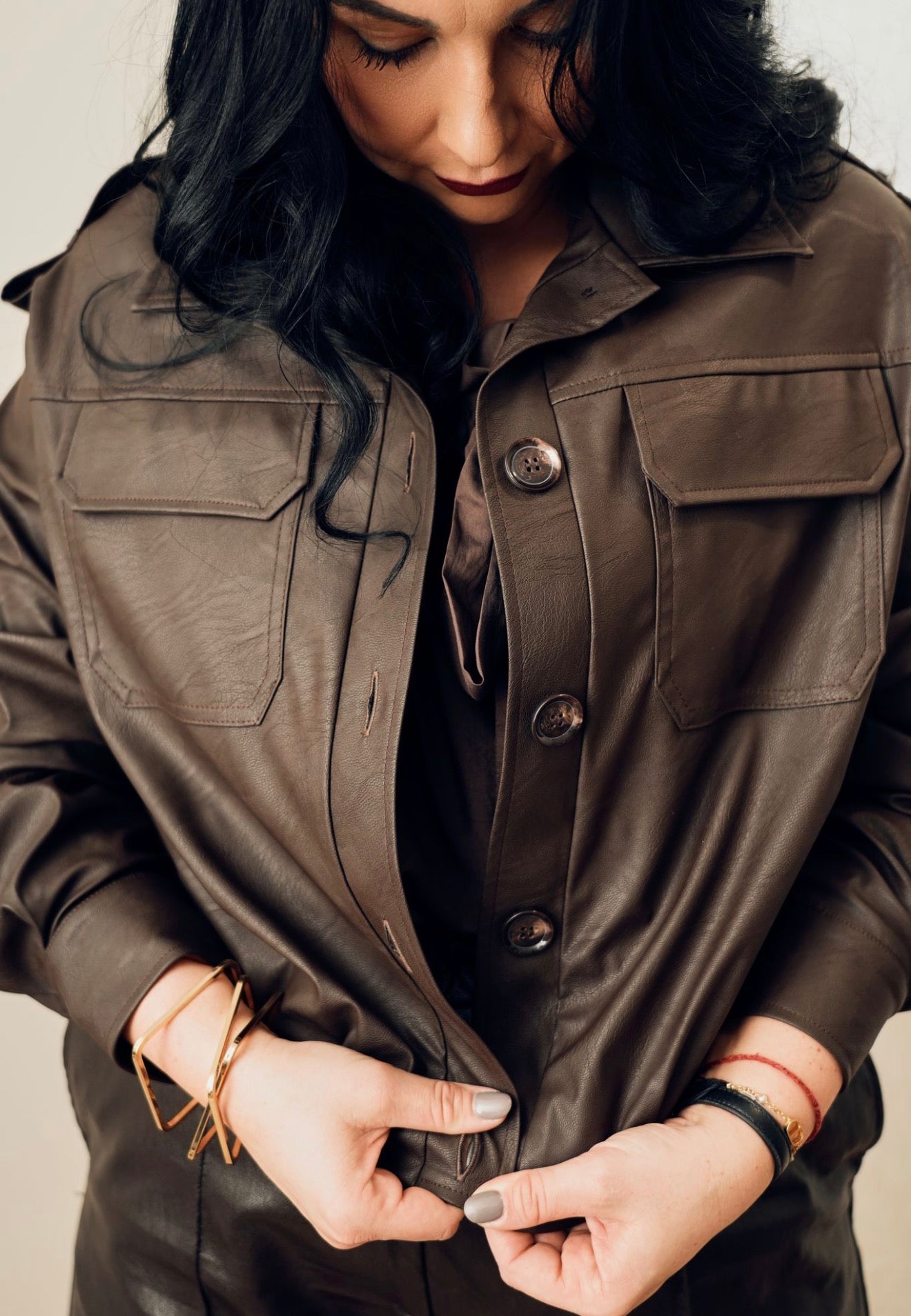 Livi Kabátik Kožený Hnedý