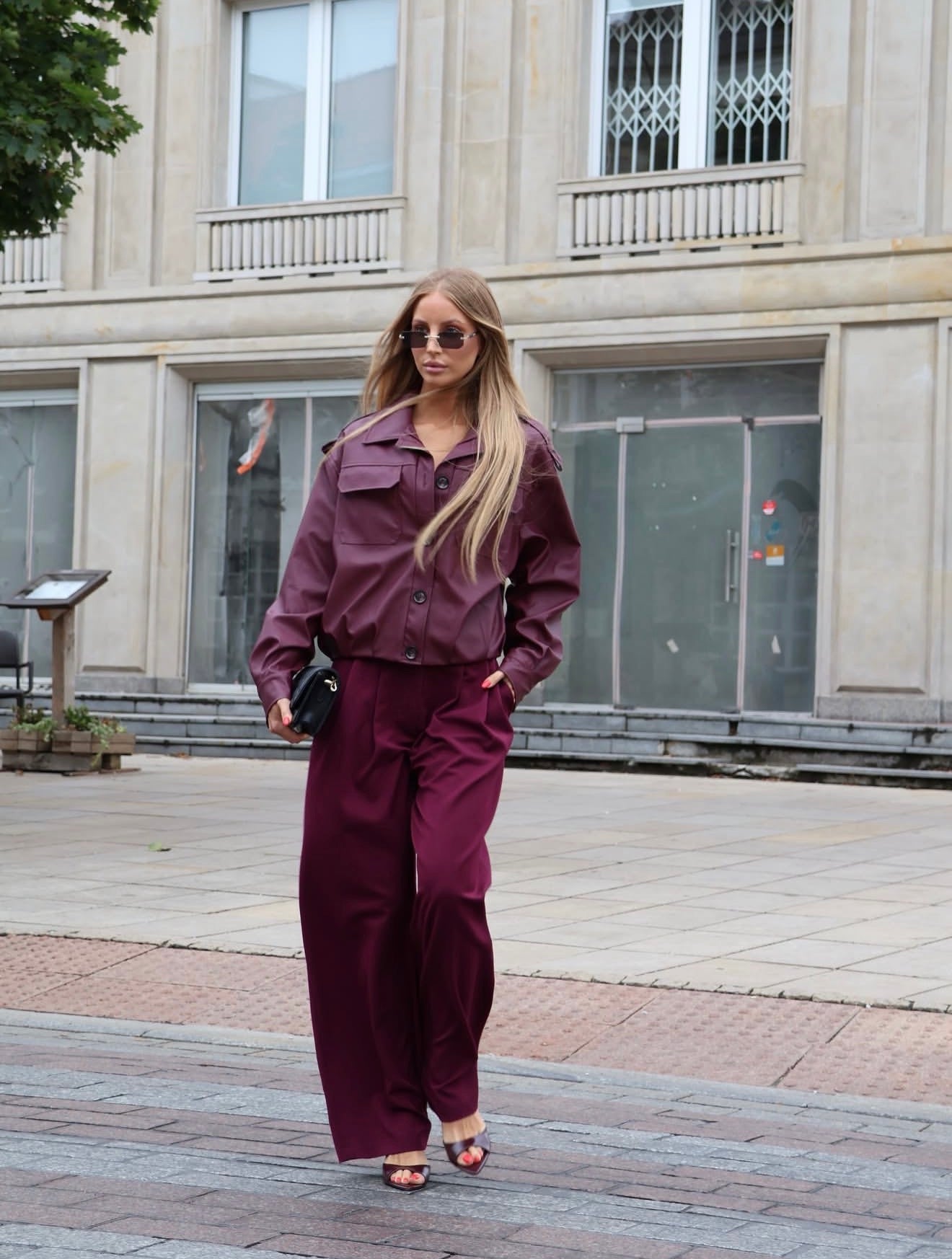 Kabát Kožený burgundy Livi