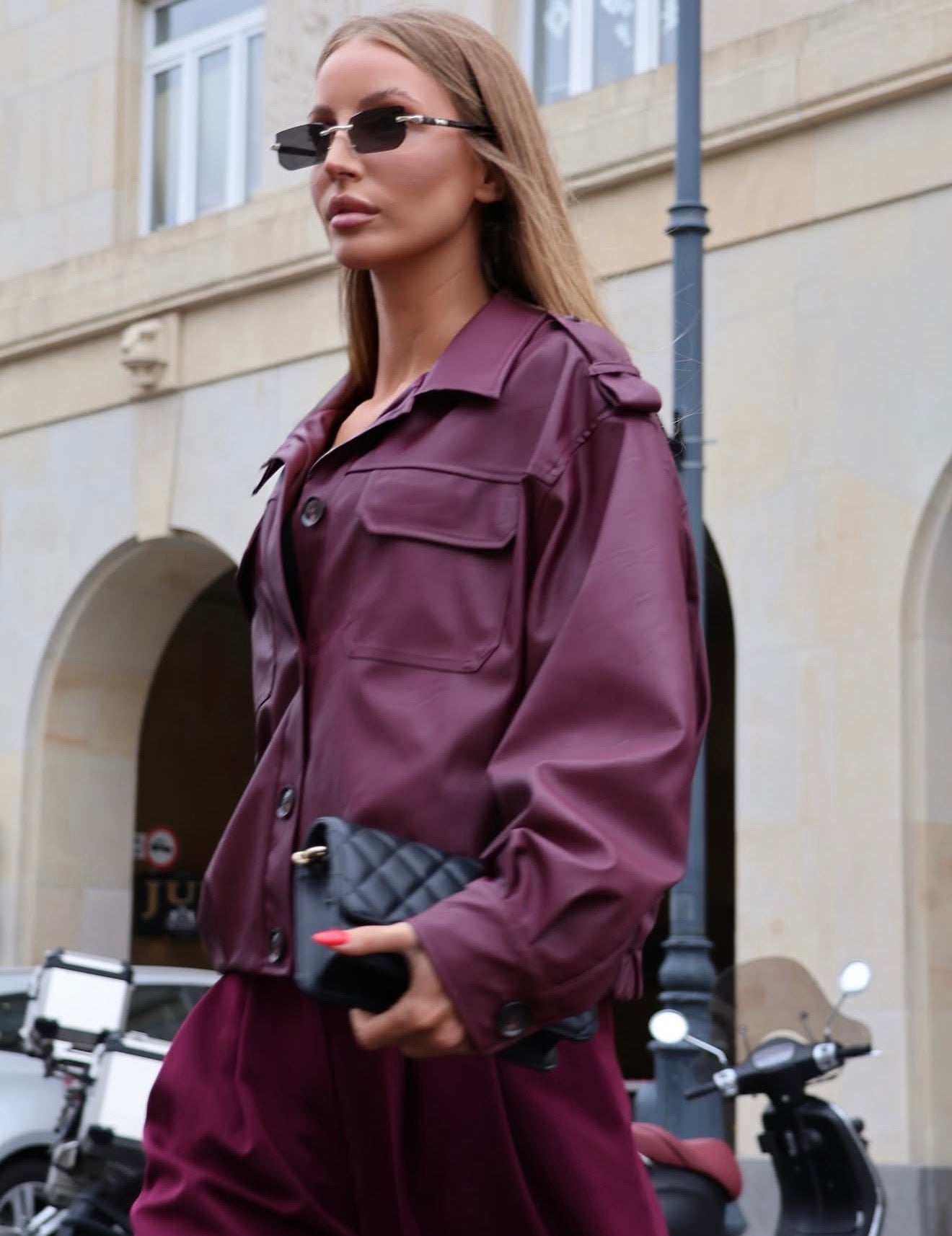 Kabát Kožený burgundy Livi