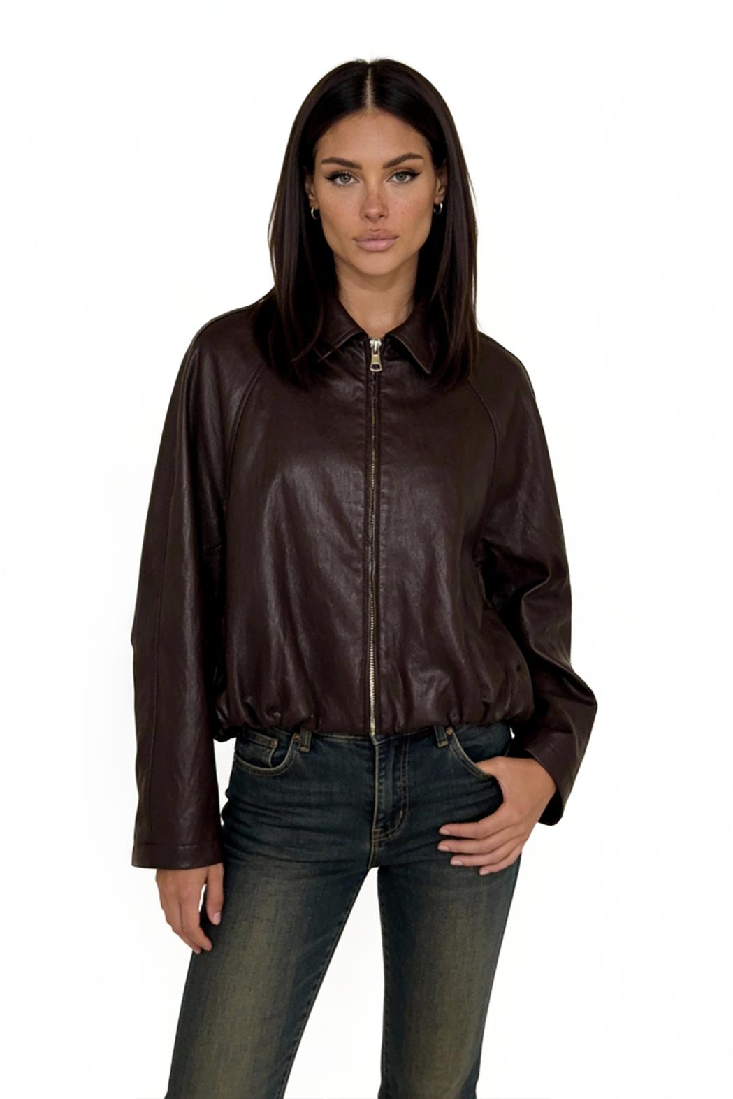 Dámska Kožená Bunda Colori Choco
