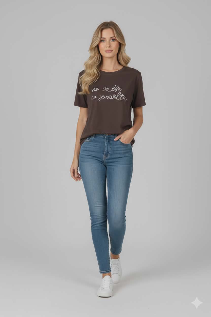 Tričko Hnedé S Výšivkou