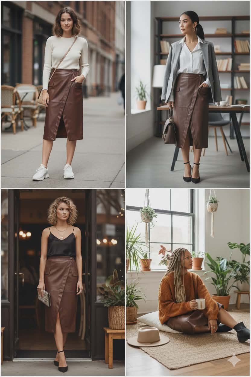 Sukňa Kožená Brown