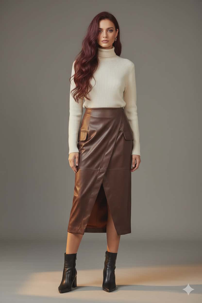 Sukňa Kožená Brown